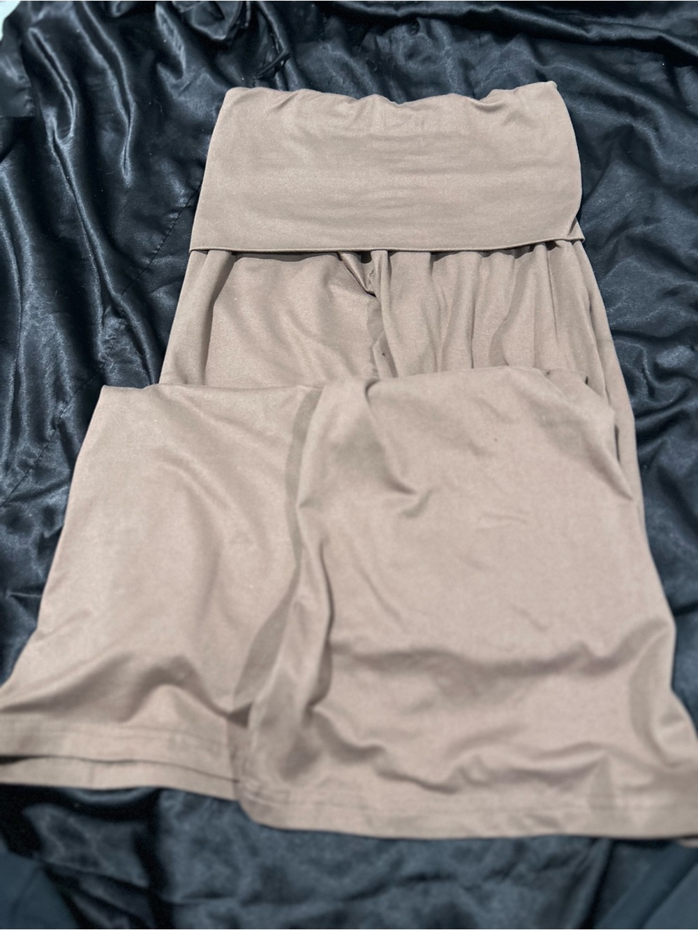 Fold-Over Waistband Lounge Skirt - Taupe